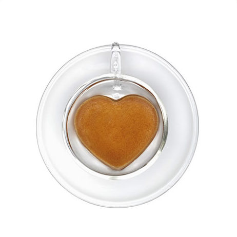 Set di 2 tazzine You and me Caffitaly System a forma di cuore per espresso.