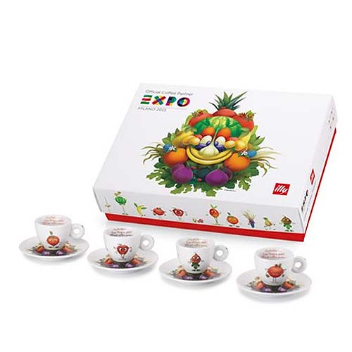 set 4 tazzine illy mascotte foody caffè expo 2015