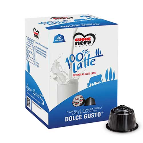 Bevanda 100% Latte Cuore Nero - 10 Capsule Dolce Gusto