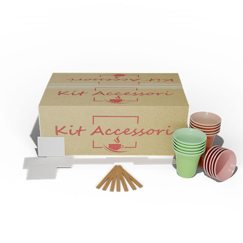 Kit Accessori Neutro: Bicchieri, Palette e Zucchero - L'Emporio del Caffè